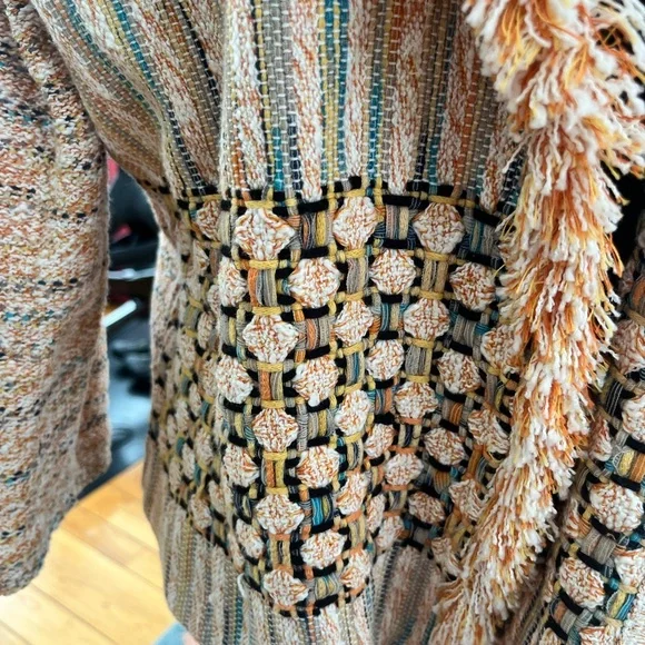 Chico's Orange and Blue Fringe Blazer - Picture 2 of 7